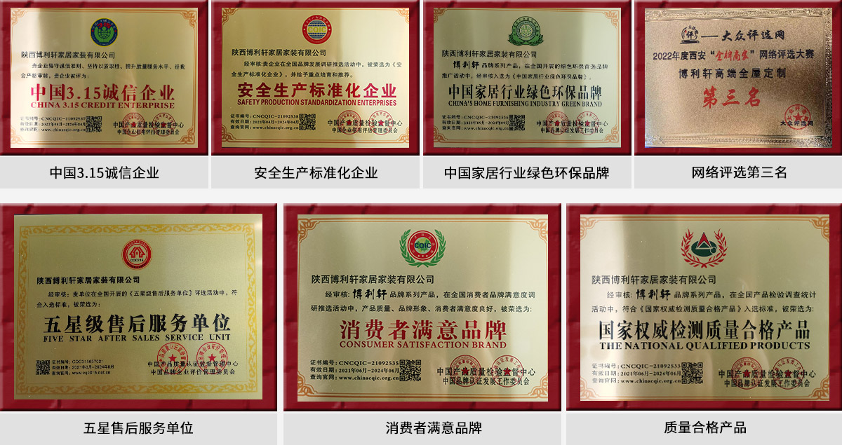 荣誉证书 口碑品牌